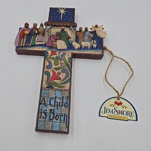 Jim Shore NATIVITY‎ SCENE 8.75" Cross Figurine Wall Decor 4007044 Christmas